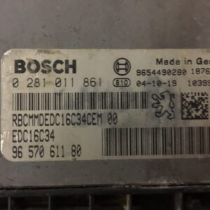 0 281 011 861 0281011861 96 570 611 80 9657061180 bosch edc 16c34 2 50 bosch edc16c34250 centralita de motor peugeot citroen ecu ecm unidad de control