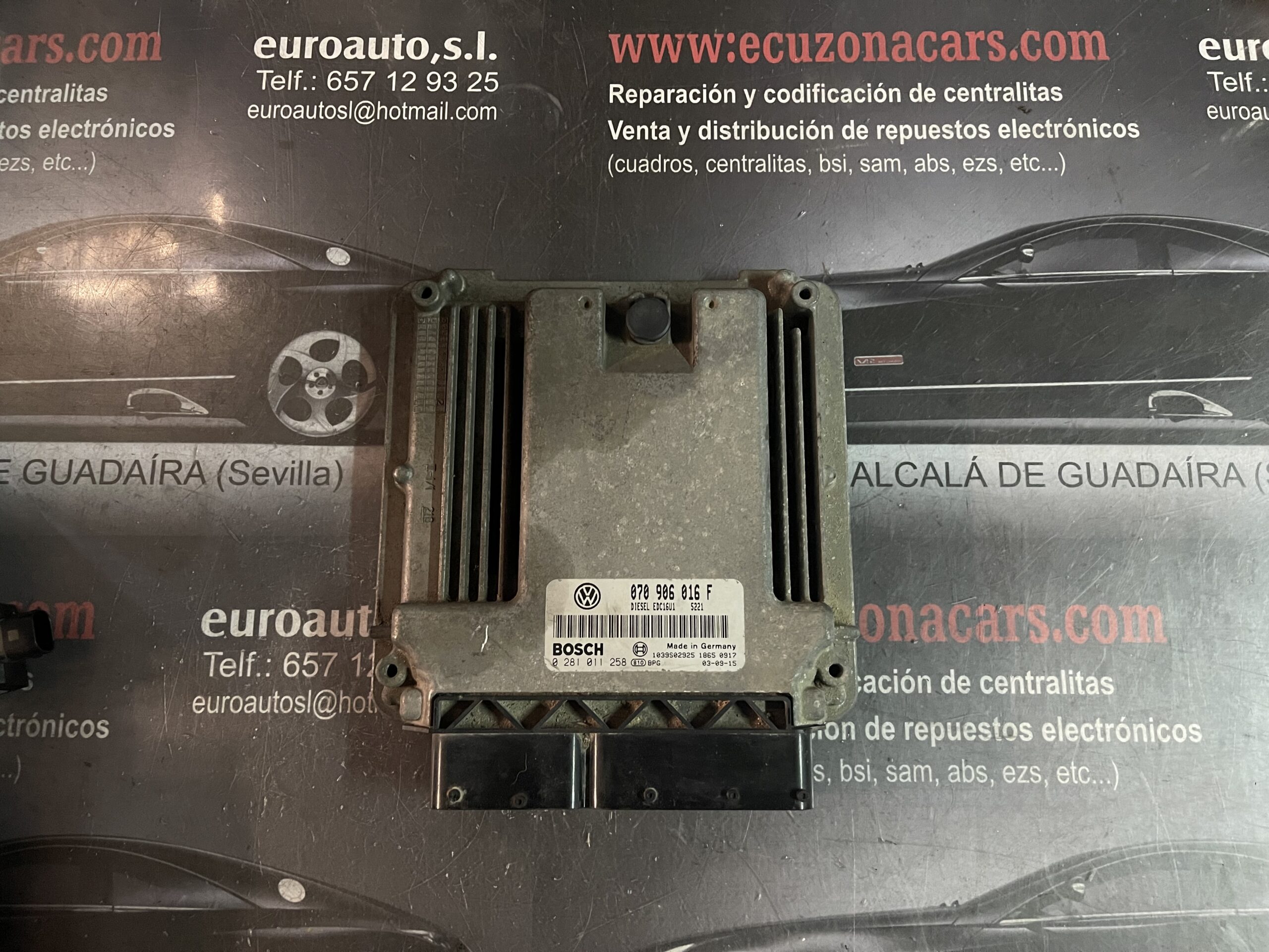 0 281 011 258 070 906 016 F BOSCH EDC 16U1-5.5 BOSCH EDC16U155 CENTRALITA DE MOTOR VOLKSWAGEN TOUAREG disponemos de la posibilidad de realizar clonaciones y codificaciones , alquiler de centralitas reparacion de abs airbags , cuadros, tarjetas y direcciones Copia de llaves centralita del motor / motorsteuergerät / engine control unit unidad reprogramaciones egr dpr filtro de particulas , CONSULTAR PRECIOS Y DISPONIBLIDAD