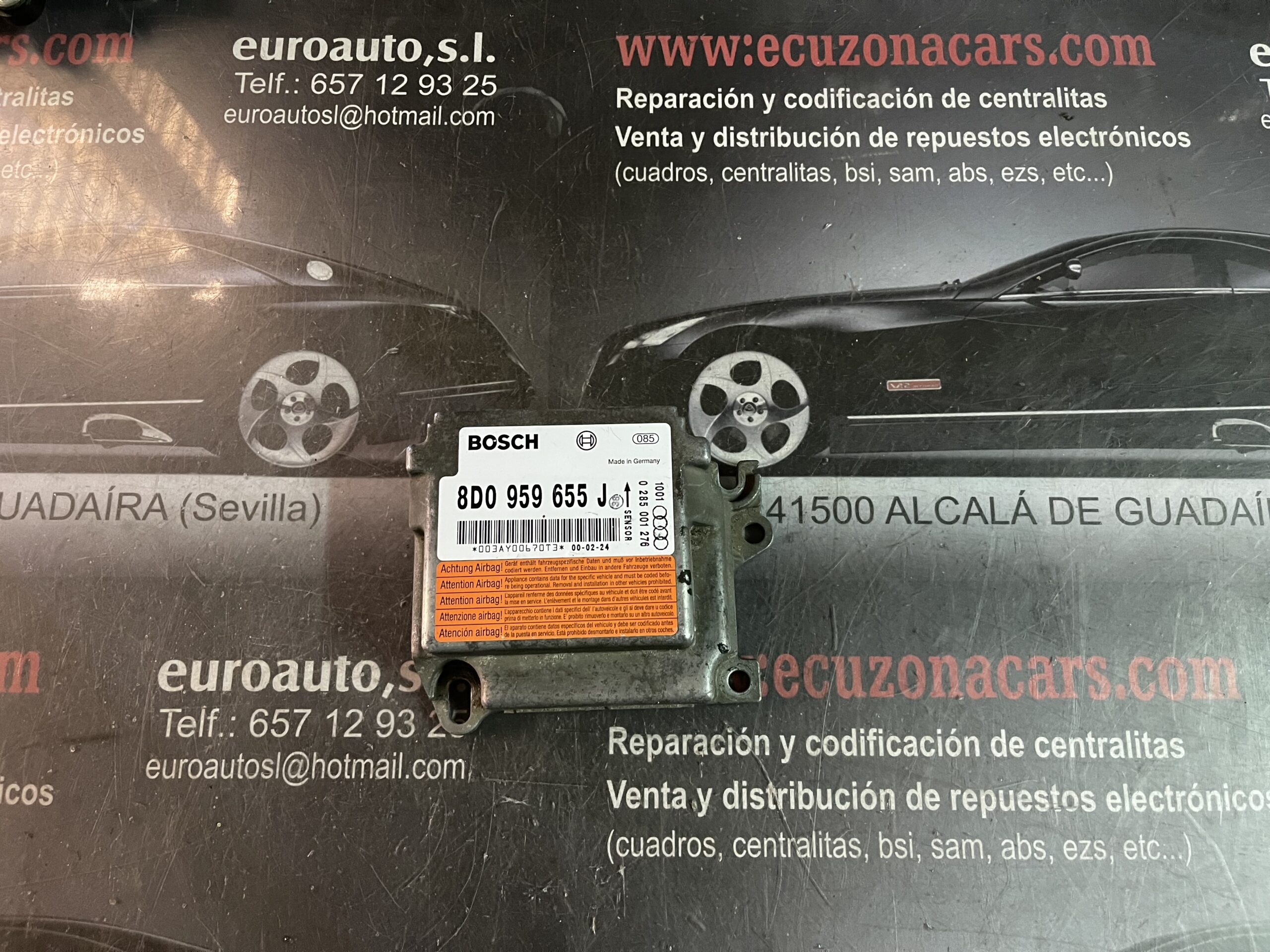 0 285 001 276 0 8D0 959 655 J 8D0959655J UNIDAD DE AIRBAG AUDI A4 disponemos de la posibilidad de realizar clonaciones y codificaciones , alquiler de centralitas reparacion de abs airbags , cuadros, tarjetas y direcciones Copia de llaves centralita del motor / motorsteuergerät / engine control unit unidad reprogramaciones egr dpr filtro de particulas , CONSULTAR PRECIOS Y DISPONIBLIDAD