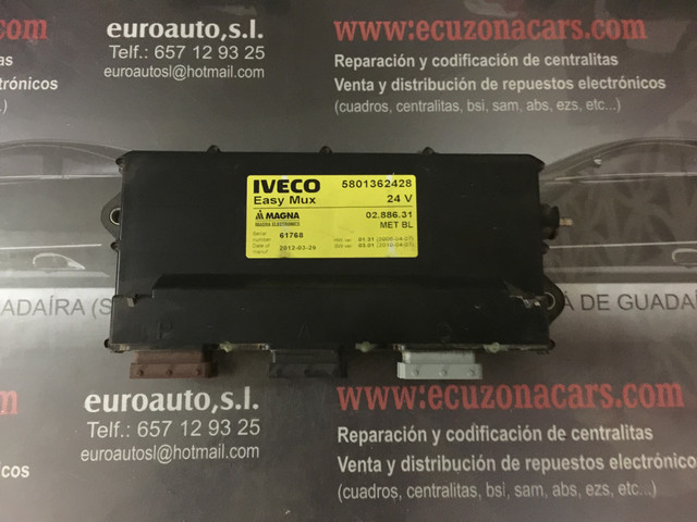 02 886 31 0288631 met bl 61768 easy mux iveco eurocargo tector centralita confort remolque disponemos de la posibilidad de realizar clonaciones y codificaciones , alquiler de centralitas reparacion de abs airbags , cuadros, tarjetas y direcciones Copia de llaves centralita del motor / motorsteuergerät / engine control unit unidad reprogramaciones egr dpr filtro de particulas , CONSULTAR PRECIOS Y DISPONIBLIDAD