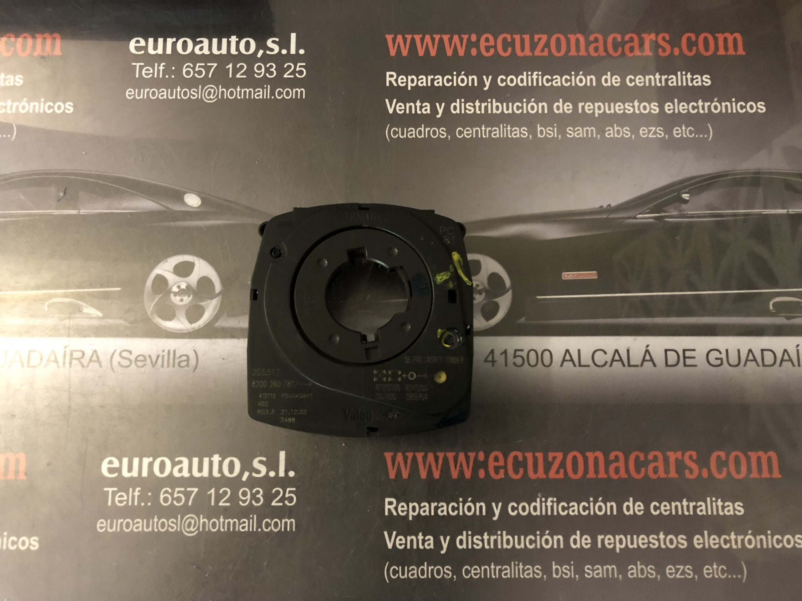 8200 260 781 A SENSOR DE GIRO RENAULT LAGUNA disponemos de la posibilidad de realizar clonaciones y codificaciones , alquiler de centralitas reparacion de abs airbags , cuadros, tarjetas y direcciones Copia de llaves centralita del motor / motorsteuergerät / engine control unit unidad reprogramaciones egr dpr filtro de particulas , CONSULTAR PRECIOS Y DISPONIBLIDAD